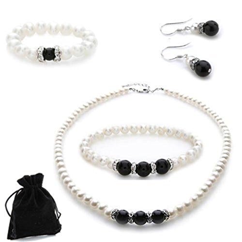 Preisvergleich Produktbild Damen Süßwasser-Zuchtperlen Collier Set 4 Teilig 803901S
