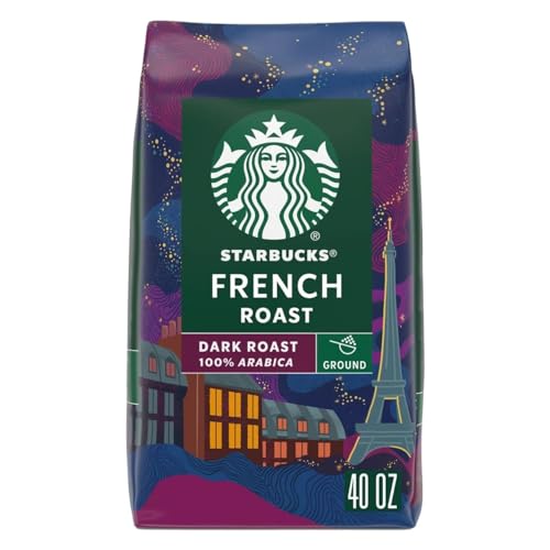 Image of Starbucks French Roast, Ground Coffee, Dark Roast, 40 oz (Intense & Smoky)
