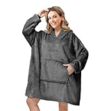 ANDENLEY Manta con capucha Sherpa cómoda con bolsillo grande para hombres, talla única
