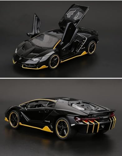 Image of Metal car Toy Lamborgheni LP770 Alloy Diecast Collectible Toy Vehicle with Light and Sound Pull Back Toy Car for Boys (Black)