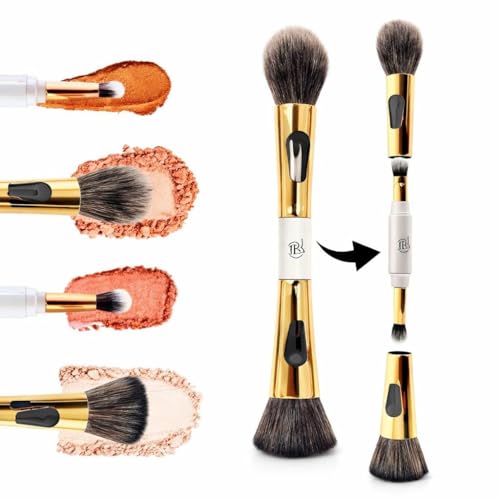 Makeup Brush 4 in 1 Set with Case Dual-Ended Foundation, Blush, Eyeshadow & Concealer Brush Mini Portable Makeup Brush