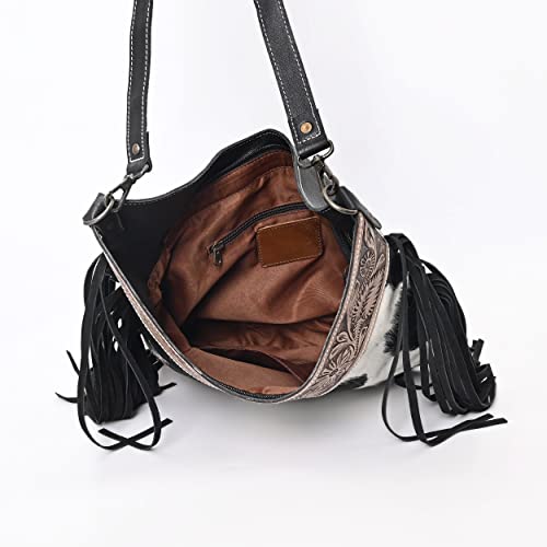 Image of Leather Cross Body Bag Purse for Woman Sling Bag Cowhide Handmade Western Shoulder Bags With Adjustable Strap 12x14 in