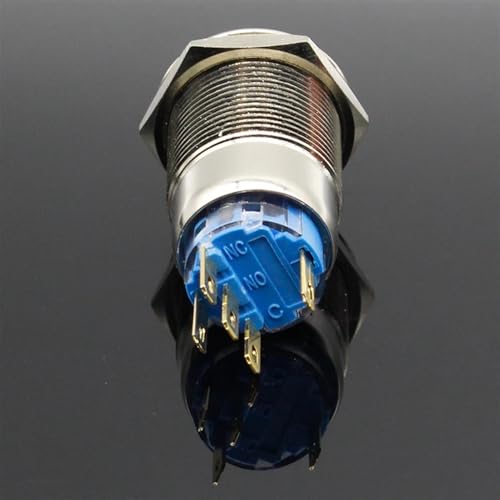 Interruptor de botón de 19mm negro de metal momentáneo con luz led verde 5v 4