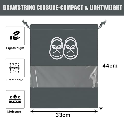 Image of Heart Home Pack of 8 Travel Shoe Organizer | Storage Bags | Travel Carrying Bag | Storage Organizers Set | Shoe Cover with Transparent Window | Shoe Dori Cover | Brown & Gray