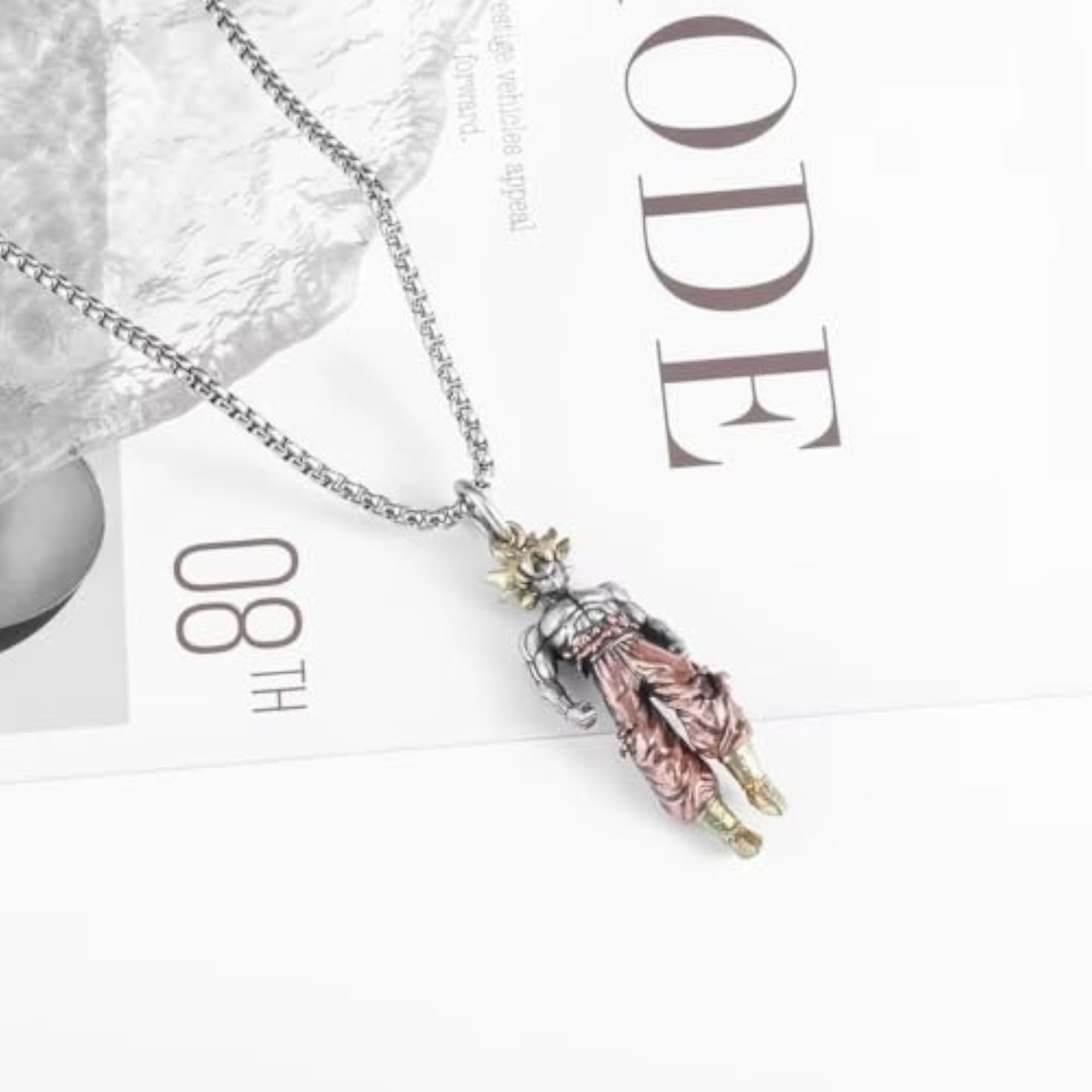 Men's Two-Tone Anime Figurine Pendant Necklace