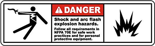 Danger Shock and Arc Flash Hazards Label Sign (450mm X 320mm)