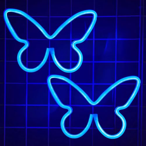 Image of 2 Pcs Butterfly Neon Signs,USB or 3-AA Battery Powered Neon Light or Party, Birthday, Wedding, Bedroom Wall Bar, Bedroom, Indoor
