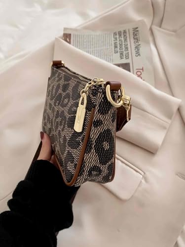 Leopard Crossbody Bags for Women, Cheetah Leopard Print Purses, Cute Small Mini Side Cross Body Bag, Casual, Brown, Textured, 1.7L, 20254