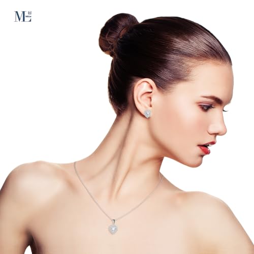 Juegos de joyas de plata 925 con circonitas para mujer: collar y pendientes elegantes MicLee 5