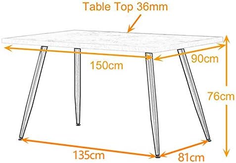 AINPECCA Dining Table with Black Metal Legs Kitchen Table (Oak Effect Top, 150 * 90cm)