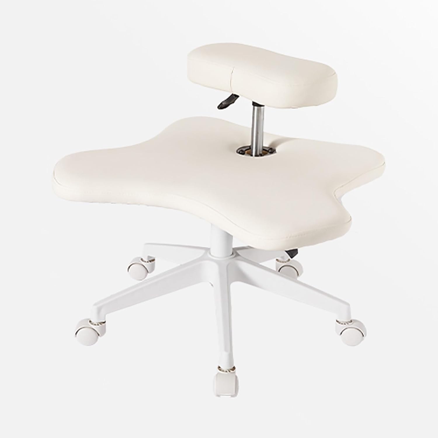 Ergonomic Cross-Leg Chair with Casters, Versatile Kneeling Chair, Home Office Chair, Flexible Design, Height Adjustable, for Le Bu, Bianco, One Size