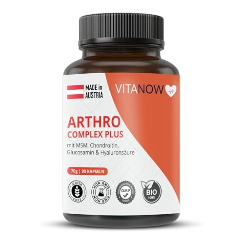 VITANOW ARTHRO Complex Plus für arthro care – 90 Kapseln – BPC-157 Hochdosiert mit MSM, Chondroitin, Glucosamin & Hyaluronsäure – Gelenkkomplex für Knorpel, Knochen & Beweglichkeit - BIO