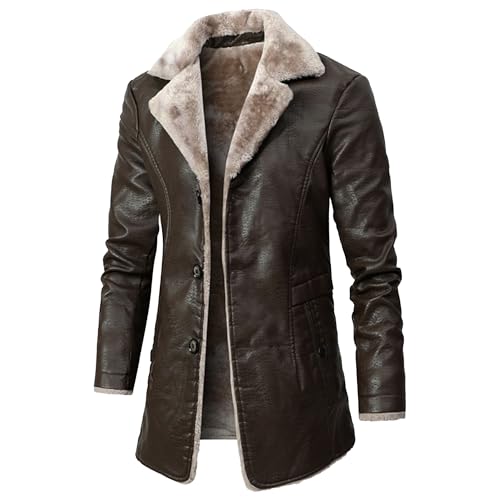 Chaqueta de cuero sintético con forro de lana para hombre miniatura 1