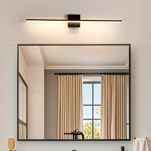 Image of Modern Bathroom Vanity Light 32 Inch, 20W Black Bathroom Light Fixture Over Mirror, Dimmable 5CCT LED Wall Sconce Lighting for Restroom Mirro