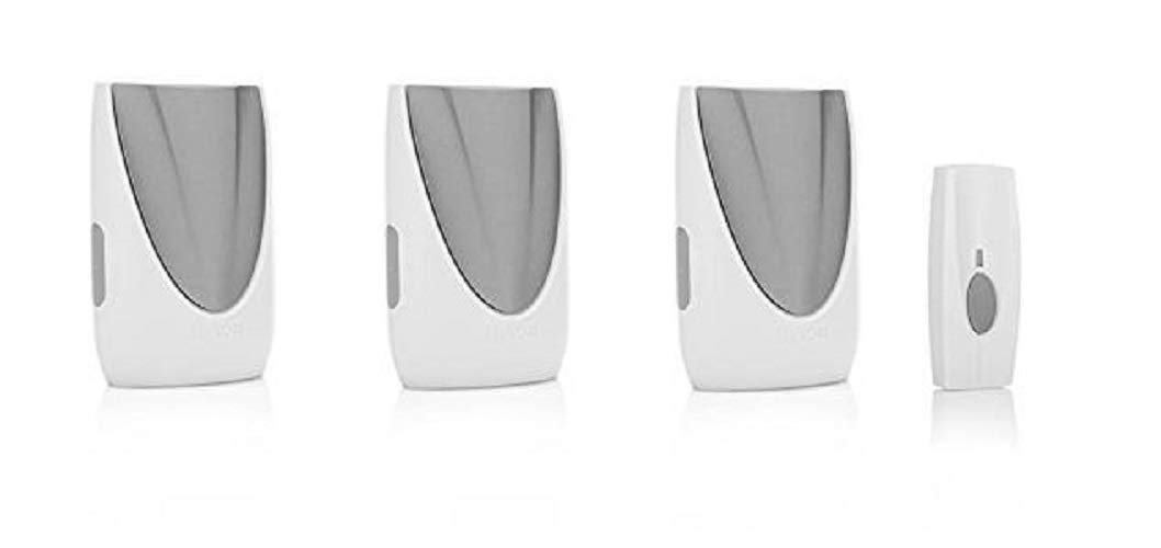 Byron BY216 Triple 125m Wireless Plug in Doorbell in White/Grey