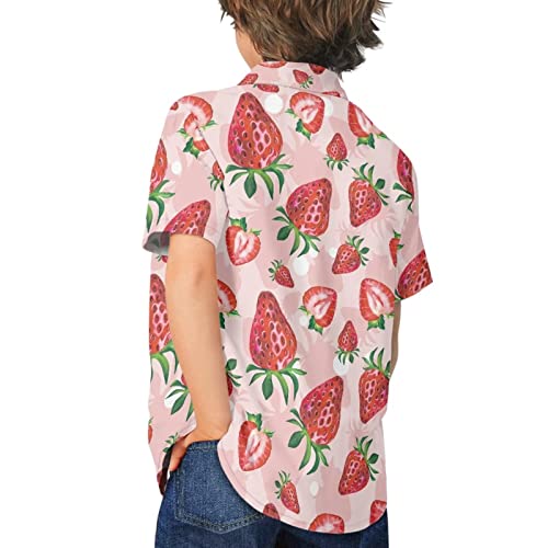 Casual Hawaiian Shirts for Boys Lapel Short Sleeve Button Down Aloha Shirt Men Tropical Summer Beach Kids Shirt for Holiday4
