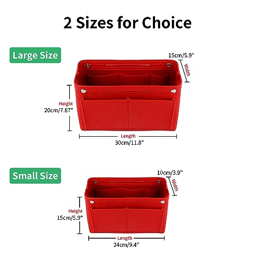 NOTAG Purse Organizer Insert Felt Handbag Organizer Bag in Bag,2 Size (Large, Red-Upgrade)2