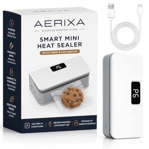 Image of Mini Heat Sealer for Bags, 6 Modes, LED Timer, USB Rechargeable | Airtight Leak-Resistant Sealing | Lightweight Everyday Kitchen Essential