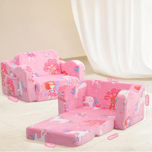 Fauteuil lit enfant phosphorescent pour lecture et sieste fée rose - 3