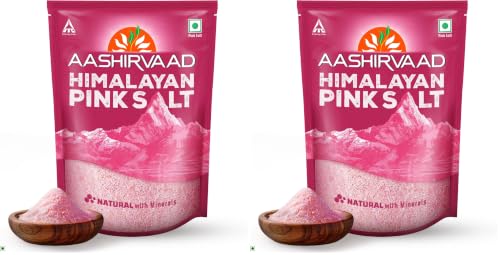 Image of Aashirvaad Himalayan Pink Salt, 100% Natural Rock Salt Sourced from the Himalayan Ranges, Pure Sendha Namak with Minerals for Everyday Use, 1 Kg (Pack of 2)