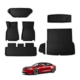 BASENOR 2026 7PCS Floor Mats for Tesla Model S Model S Plaid 3D Material Cargo Liners All-Weather Car Mats Anti-Slip Trunk Mat Model S Accessories Custom Fit 2021-2026