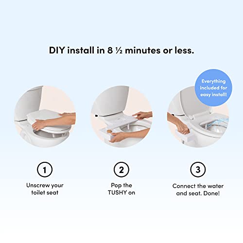 Tushy Classic 3.0 Bidet Toilet Seat Attachment - Self Cleaning Water Sprayer +Adjustable Pressure Nozzle, Angle Control, Easy Install (White/Bamboo) #TOP2