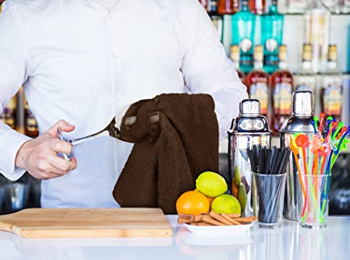 Utopia Towels Bundle Of 24 Kitchen Dish Towels & Bar Mops - 12 Pack Tea Towels - 12 Pack Bar Towels - 100% Ring Spun Cotton - Soft, Absorbent & Multipurpose (Brown) #TOP3
