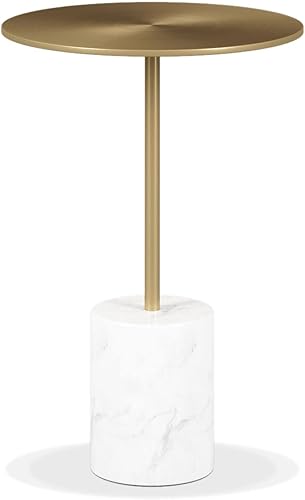 Mesa auxiliar de mármol y metal de mediados de siglo Poke de 12.6 pulgadas en color dorado