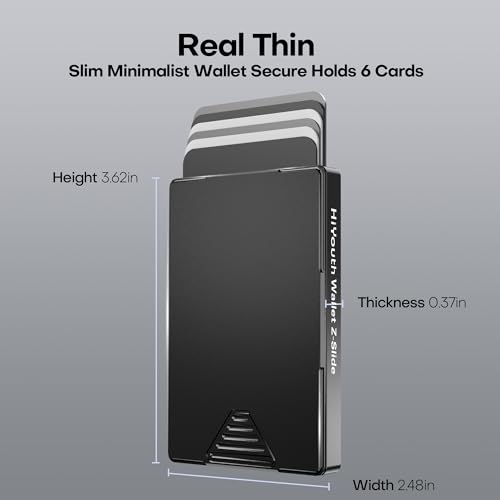 Minimalist Pop Up Wallet For Men Thumb Swipe - Credit Card Holder Wallet With Money Pocket Add-On - Small Mens Slim Wallet Metal Aluminum RFID Blocking, 6-7 Cards/Bills, Mens Gifts,Black4