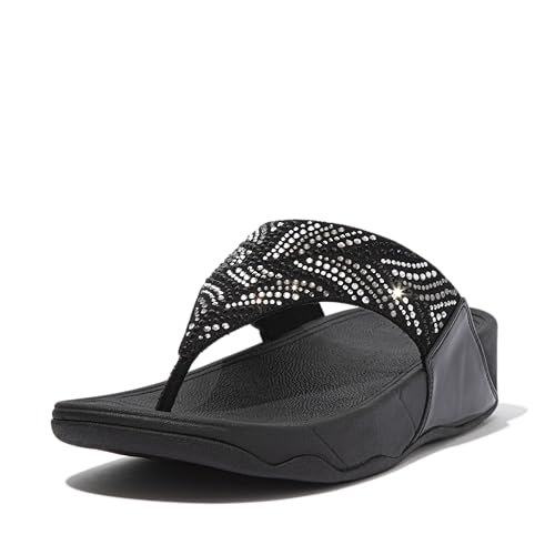 FitFlop Women's Lulu Crystal Feather Original Fit Toe-Post Wedge Sandal