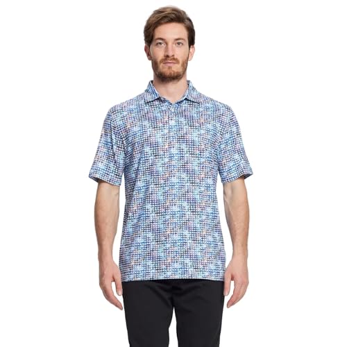 Image of Golf Shirts for Men Dry Fit Short Sleeve Print Performance Moisture Wicking Polo Shirt