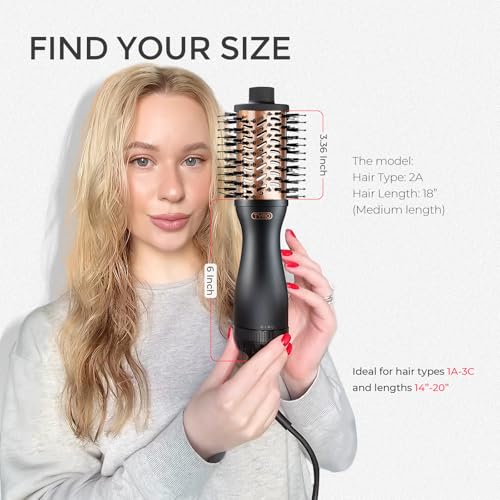 Image of TYMO 2.0 Hair Blow Dryer Brush - AIRBEAM MINI Blowout Hot Air Brush, One Step Volumizer, 2 Inch Oval Barrel Curling Styler, 3X Faster Drying, 0.6 lb Lightweight, Straightener Curling in One, Black
