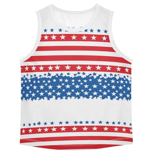 Boys Tank Top Shirts American Style Stars Stripes Sleeveless T-Shirts Crew Neck for Kids Clothing Children