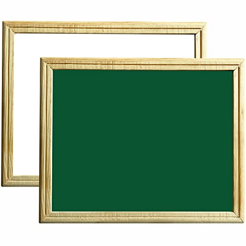 Image of Non-Magnetic 10x12 Inch Double Sided White Board & Chalkboard Wooden Slate Both Side Writing Boards, One Side White Surface & Back Side Green Surface - Set of 01 Piece
