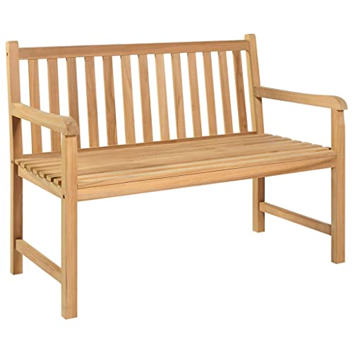 vidaXL Bois de Teck Solide Banc de Jardin Meuble d'Extérieur Banc de Patio Meuble de Jardin Banc de Terrasse Banc d'Arrière-Cour 114 cm