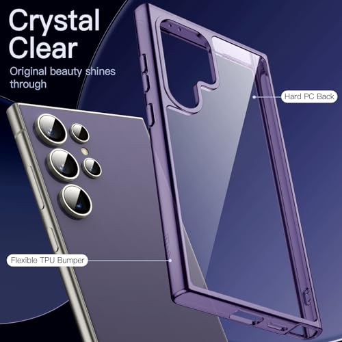 Image of JETech Cover Case for Samsung Galaxy S24 Ultra 5G, Non-Yellowing Shockproof Bumper Protective Phone Cover, Anti-Scratch Hard PC Back (Titanium Violet)