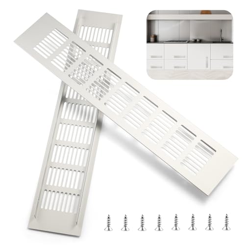 Dshunnc 2 Stück Lüftungsgitter Rechteckig 30x8cm Aluminium Belüftungsgitter Tür Türlüftungsgitter Silber Mit 8 Schrauben für Schuhschrank Wohnzimmer Bad Küche Lüftungsgitter Kühlschrank