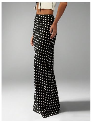 Milumia Women's Polka Dots Bodycon Maxi Skirt Elegant Floor Length Casual Long Skirts2