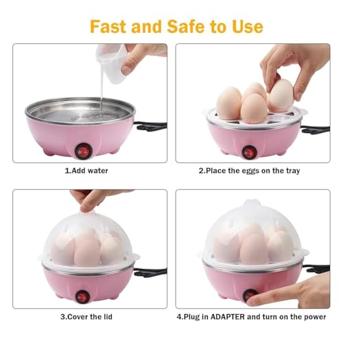 Image of Electric Egg Boiler 7 Eggs Capacity with Auto Shut Off, 350W Egg Cooker, Steamer, Poacher & Fryer with Measuring Cup (Pack of 1 | Multicolor)