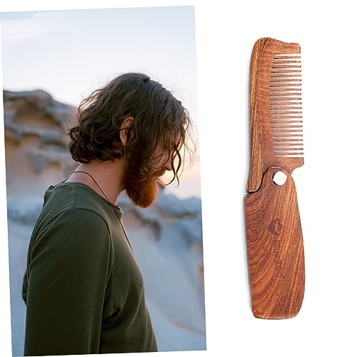 Peine de madera sándalo plegable de bolsillo para el cuidado del pelo de mujer 3