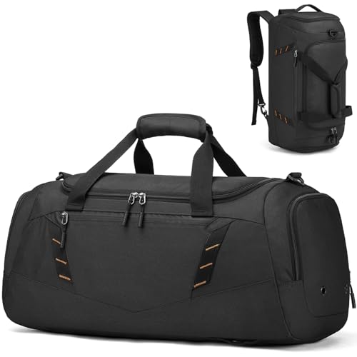 Bolsa de Viaje Hombre 40L Bolsa Deporte con Zapatos y Compartimentos Húmedos + Cinturón de Mochila Deportivo Viaje Gimnasio Natacion Boxeo Travel Duffle Bag Mujer, Negro