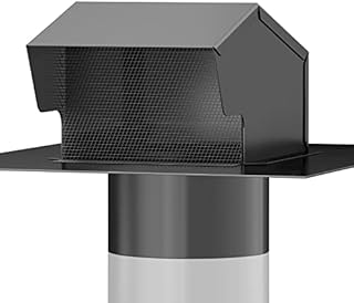 Roof Vents 4 Inch, Hon&Guan Roof Vent Cap Galvanized Steel Bathroom 4 Roof Exhaust Vent for Ventilation System-with Damper, Black.