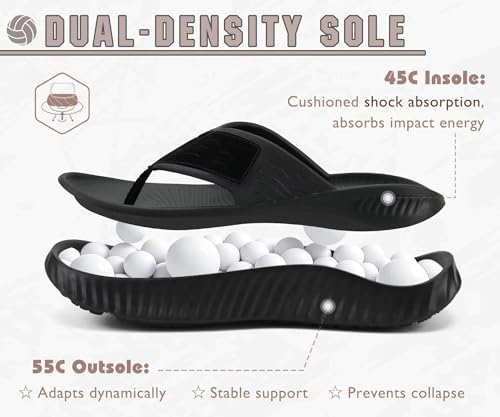 Image of KuaiLu Recovery Flip Flops for Women Sport Thong Sandals | Comfortable Arch Support Cushion Summer Beach Slides Reduces Stress on Feet Joints & Back Post-Exercise