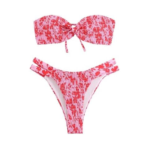 GORGLITTER Women's Strapless Floral Bikini Set Cover