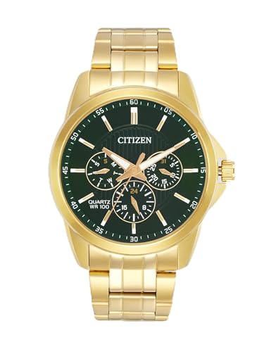 Image of Citizen Stainless Steel Analog Quartz Multifuction Men's Black Dial Watch - AG8343-50X, Band Color-Two-Tone