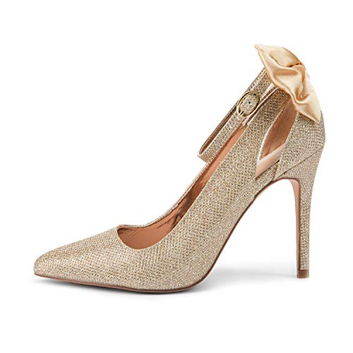 Image of Fashare Womens High Heels Bow Tie Back Sexy Stiletto Ankle Strap Wedding Dress Pumps Shoes