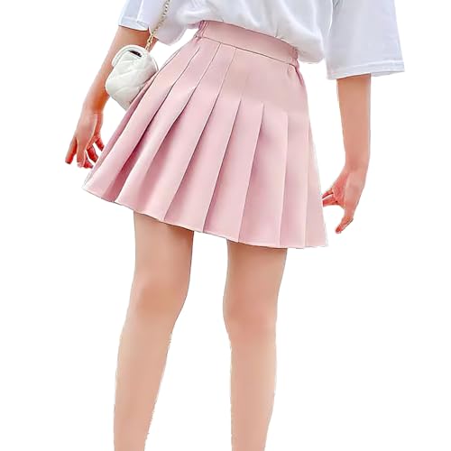 TTYAOVO Girl Skort Mini Flare Plain Pleated Skater Skirt Shool Uniform Size 130(6 Years, Pink) - image 2