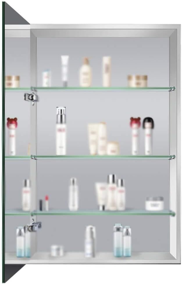 Wall Mounted Bathroom Mirror Cabinet, Space Aluminum Storage Unit with Adjustable Shelves, Silent Hinge, Explosion-Proof Silver Mirror, 40x80x12cm(30x70x12cm)