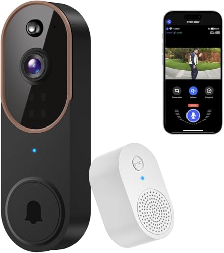 Clefairy Wireless Video Doorbell Camera, Smart AI Human Detection, Real-Time Notification, Night Vision, 2-Way Audio, Cloud Storage, 2.4G WiFi, Indoor