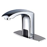 HALO Automatic Commercial Sensor Touchless Bathroom Faucet with Hole Cover Deck Plate Motion Activated Grifo Hands Free Vessel Sink Robinet with Control Box Chrome
